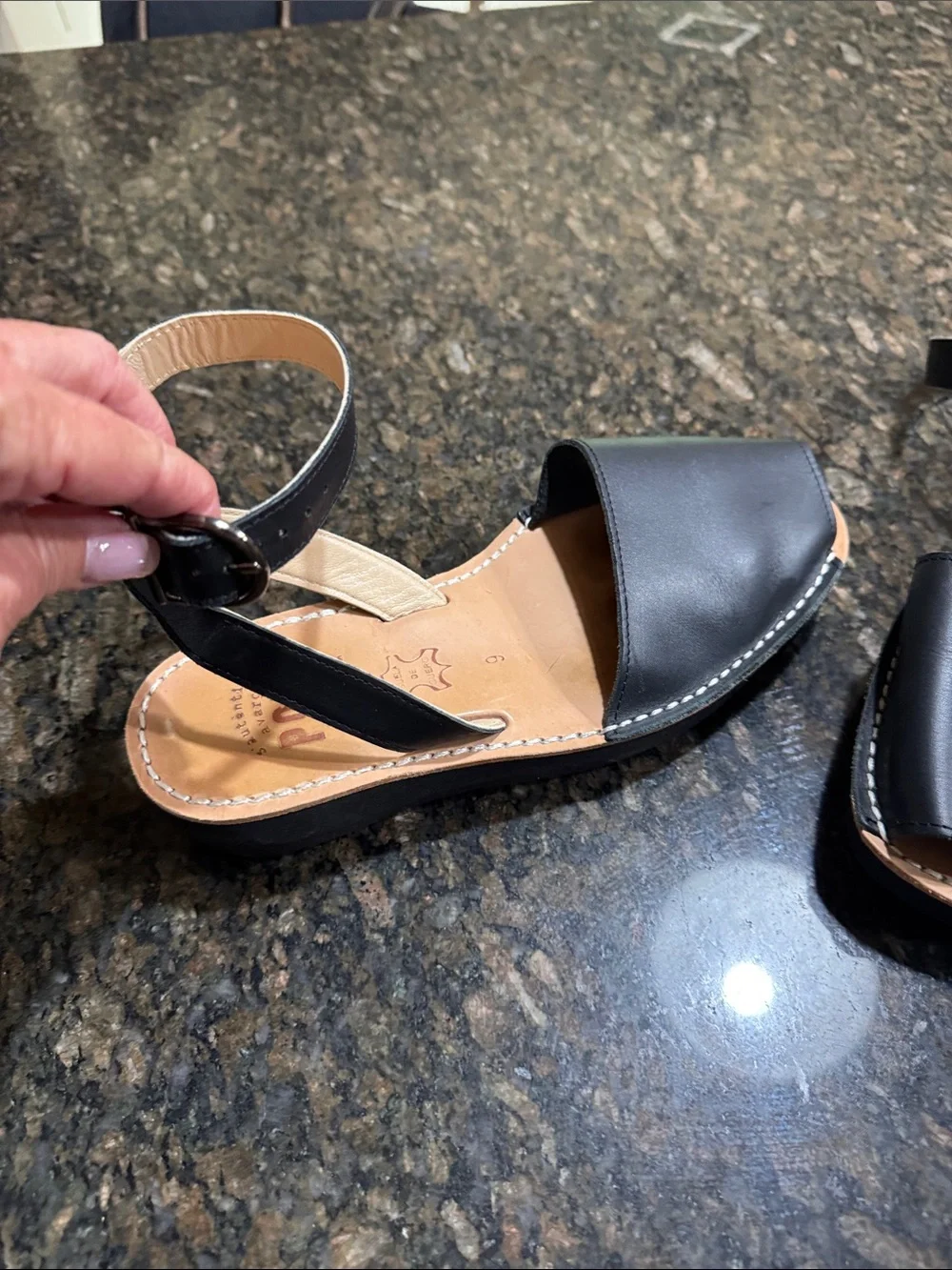Black and Tan Women’s Leather Sandals